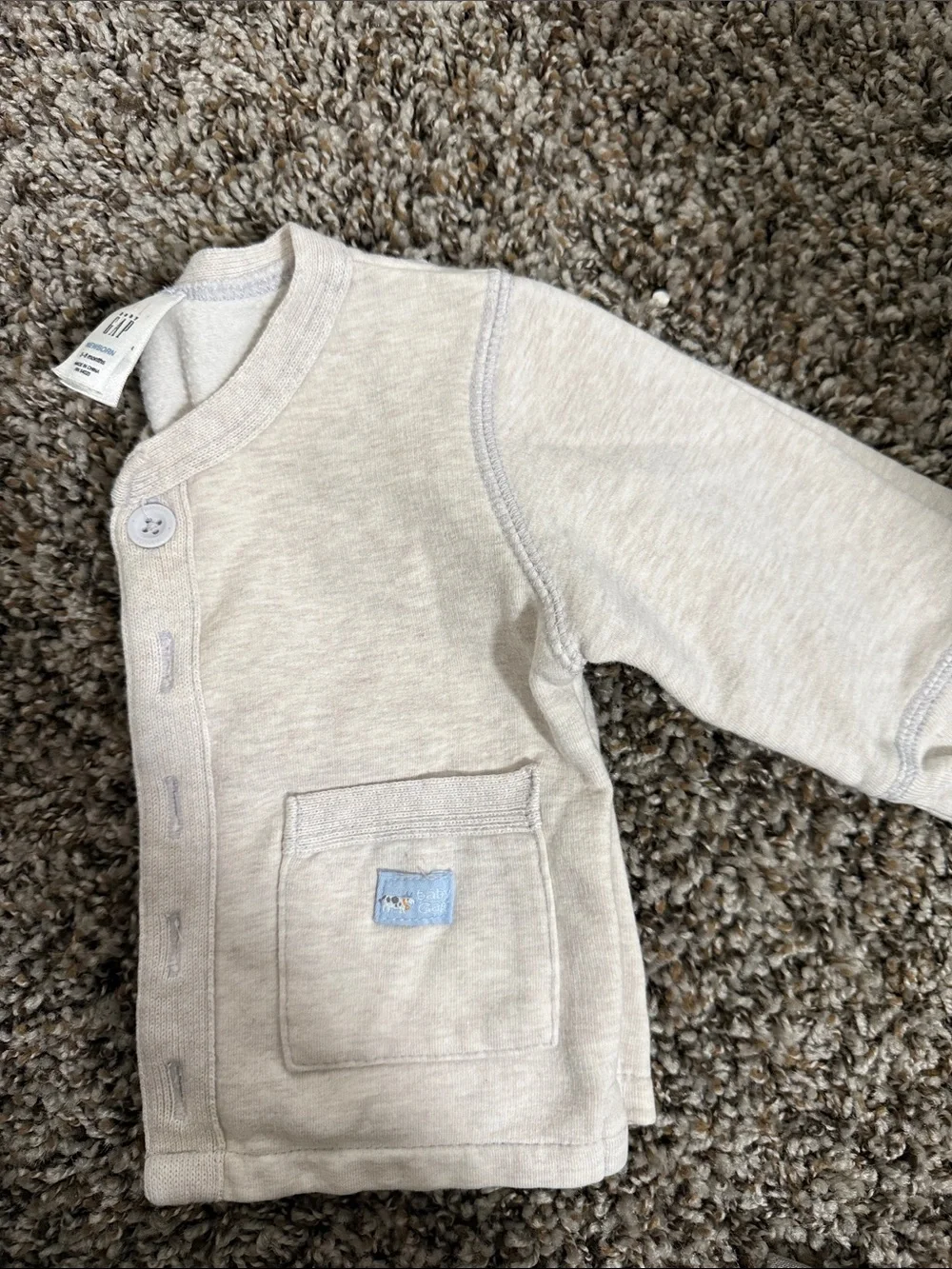 GAP Cream Newborn Button-Front Cardigan